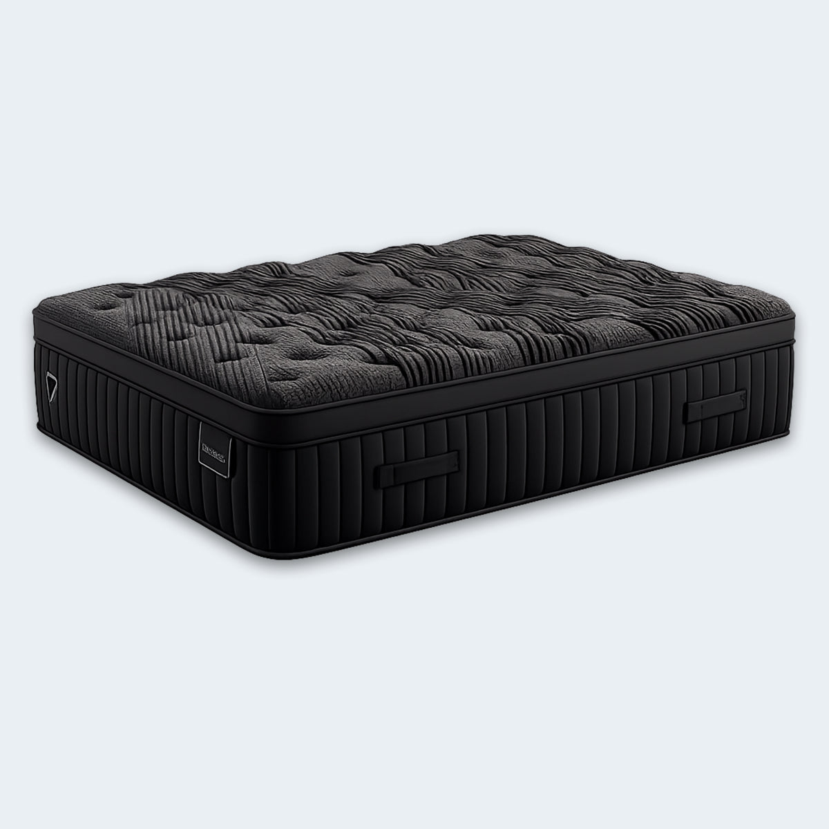 Full three-quarter view of the Black Diamond Lux Quilted Hybrid mattress, engineered for ultimate cooling and pressure relief.
