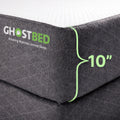 Detailed profile view of the GhostBed RV mattress showcasing its 10-inch thickness and high-quality fabric construction.
