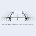 Malouf adjustable bed frame sizing guide for Cal King, King, Queen, Full, and Twin mattress compatibility.