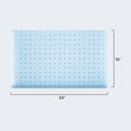 Ventilated blue gel memory foam pillow core measuring 16 by 24 inches for a breathable sleep surface.
