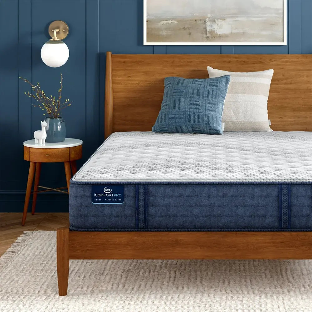 Detailed corner of the Serta iComfortPRO Ambrose plush mattress with cooling technology and a 13" profile.

