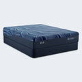 Serta iSeries NXG 1500 luxury firm memory foam mattress set with a matching low-profile foundation.
