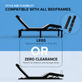 SBKD3 adjustable base featuring customizable 3 to 12 inch legs and zero-clearance design for use on platform or storage beds.
