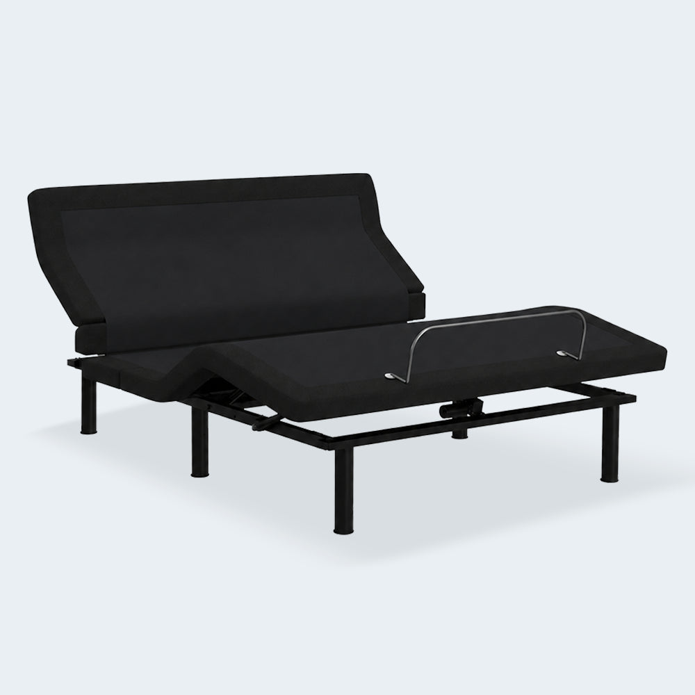 SBKDL2 zero-clearance adjustable base with premium charcoal upholstery, featuring independent motorized head and foot articulation.
