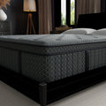 Close-up corner shot of the Allureluxe Classic Bamboo Hybrid mattress by South Bay showing the quilted cooling cover and durable edge.
