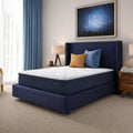 Compact shipping box next to a Serta Perfect Day 12 inch plush pillow top mattress in a box.
