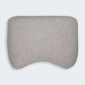 Top view of the crescent-shaped BEDGEAR Flow Cuddle Curve pillow featuring soft, gray moisture-wicking fabric.