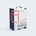 Box for SleepTone Tranquility feather and down comforter featuring a 100% breathable cotton shell.
