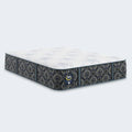 Angled view of the Cascade Bluff Hybrid Plush mattress featuring a breathable, cool-to-the-touch sleep surface.
