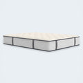 Isolated studio shot of the South Bay Sofinity Hybrid Signature 12-inch mattress showcasing the white tufted surface and dark grey borders.
