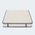 Isolated perspective studio shot of the South Bay Sofinity Hybrid Plus 14-inch mattress featuring a breathable white top and dark charcoal borders.
