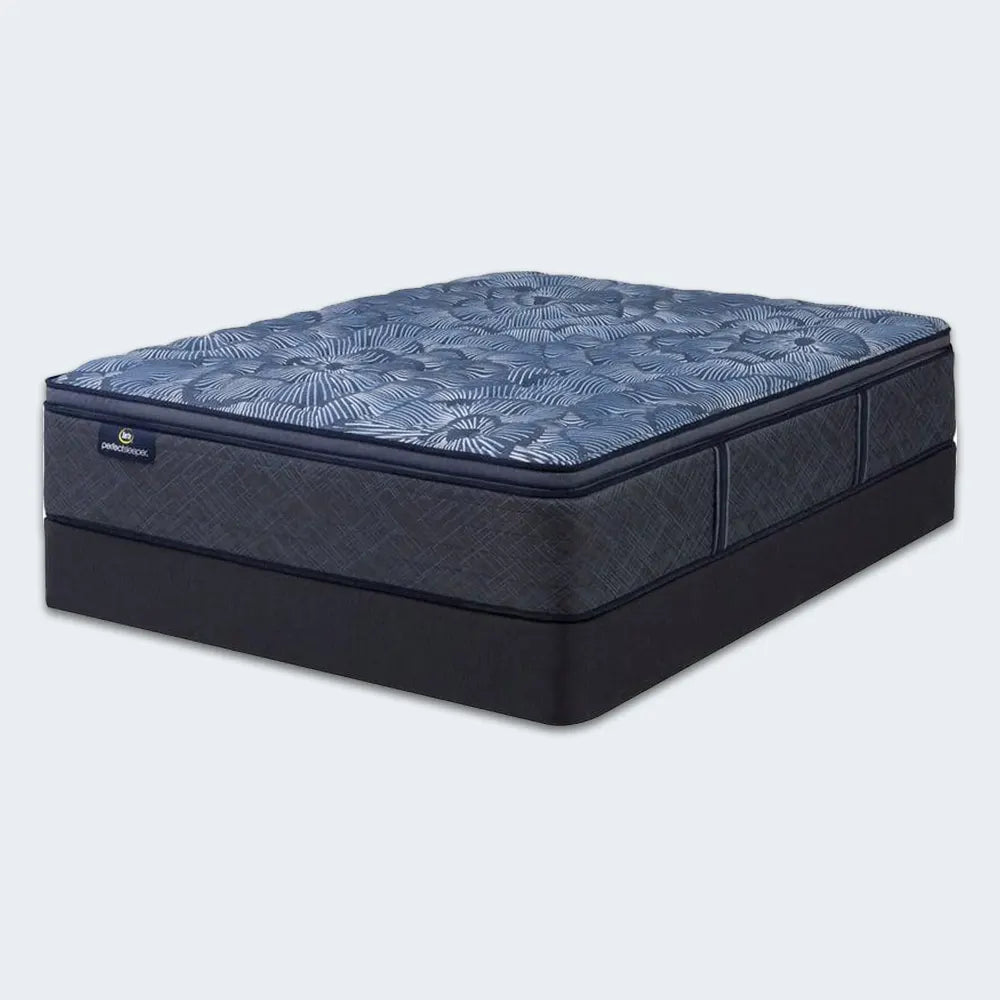 Studio shot of Serta Perfect Sleeper Pro Edinburgh 15 inch plush pillow top mattress with a cooling top.
