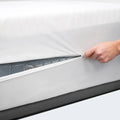 BEDGEAR Stretchwick zippered mattress encasement installation for 360-degree allergen and spill protection.
