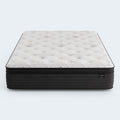 Frontal view of the Diamond Mattress Dreamstage 2.0 Gilded Quilted 14-inch mattress featuring a premium white quilted cover and supportive charcoal side panels.
