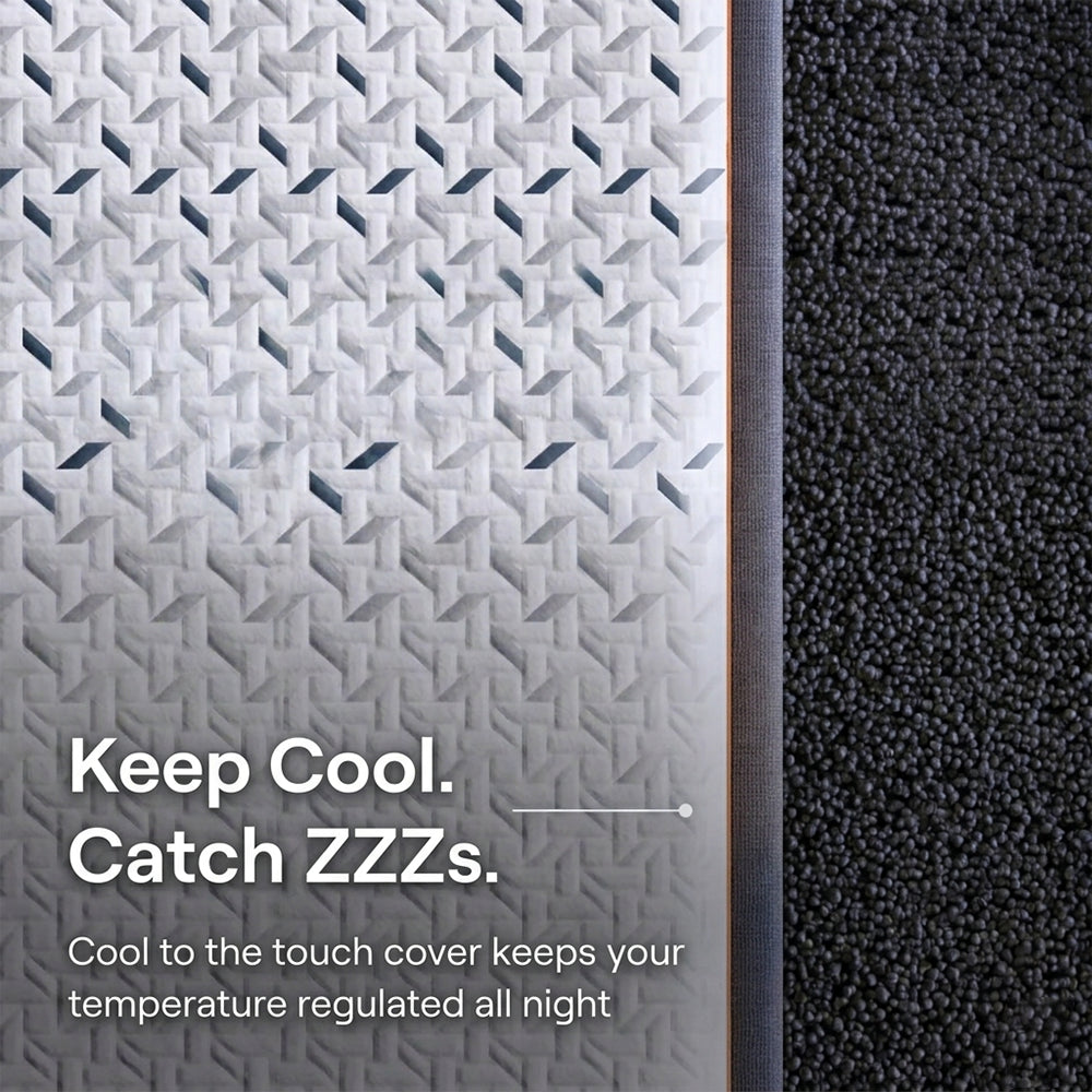 Detailed macro view of the Nectar Ultra Hybrid "cool to the touch" breathable mattress cover designed for superior temperature regulation.
