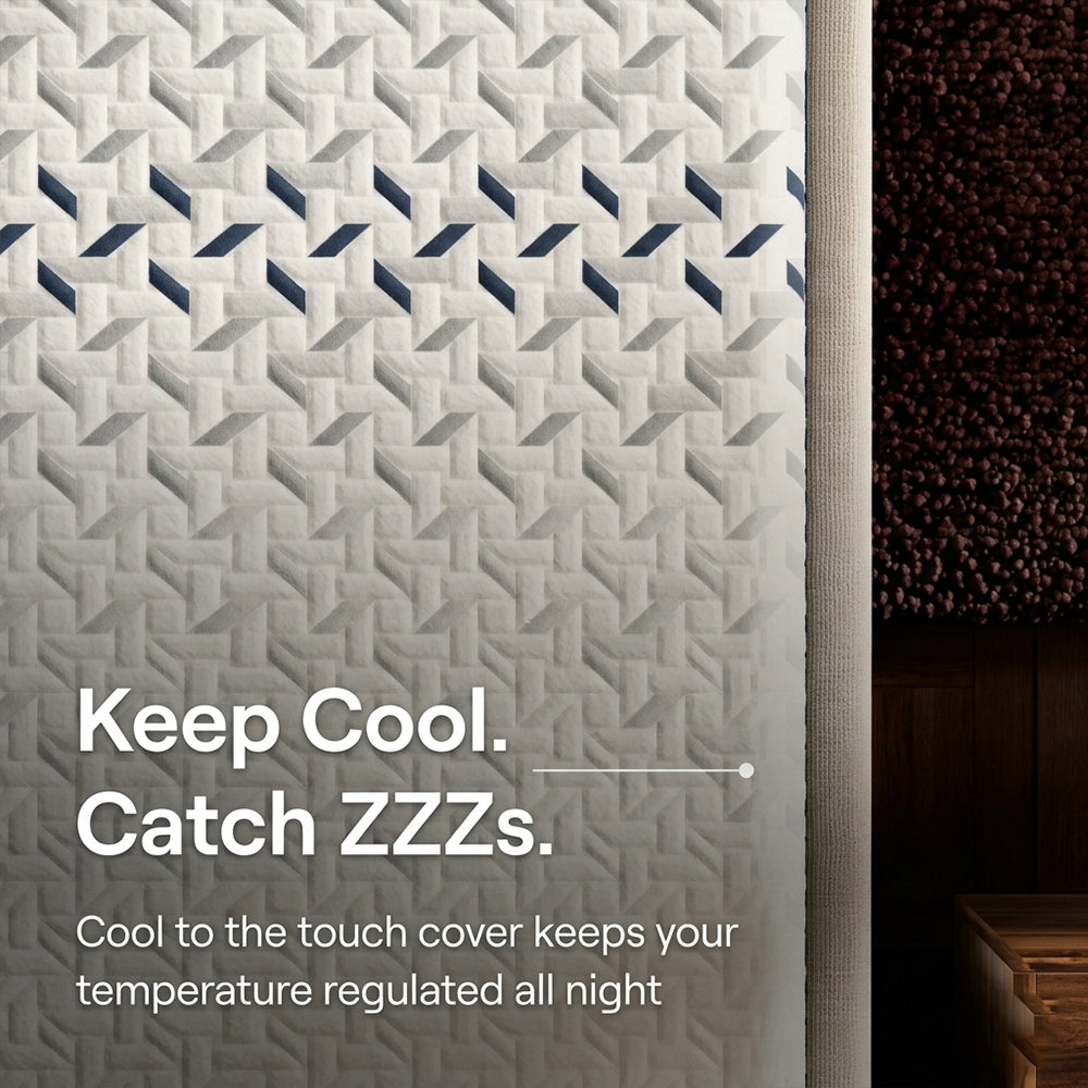 Detailed close-up of the Nectar Luxe cool-to-the-touch mattress cover designed for temperature regulation and breathable airflow.
