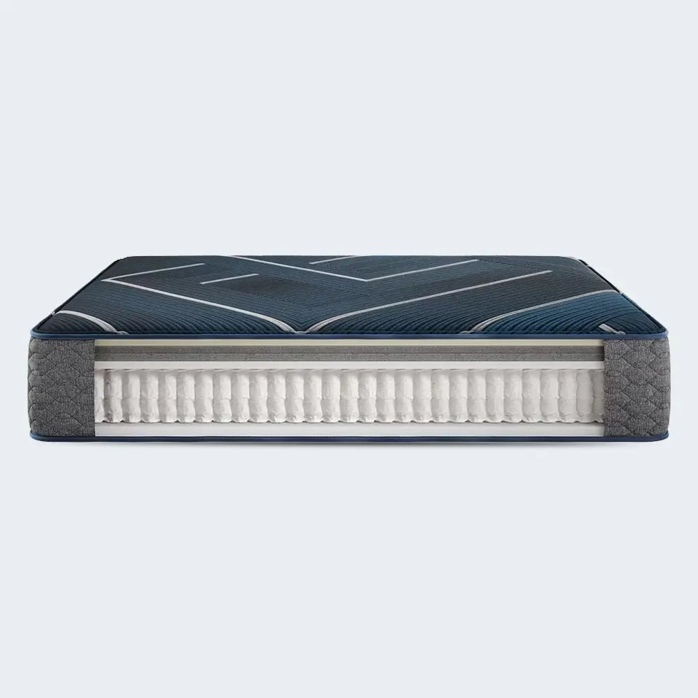 Beautyrest World Class Level Three Hybrid 13" Plush Mattress and foundation set for long-lasting support.
