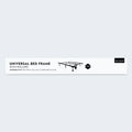 Malouf Universal Bed Frame packaging featuring a 5-year warranty and adjustable sizing for all beds.
