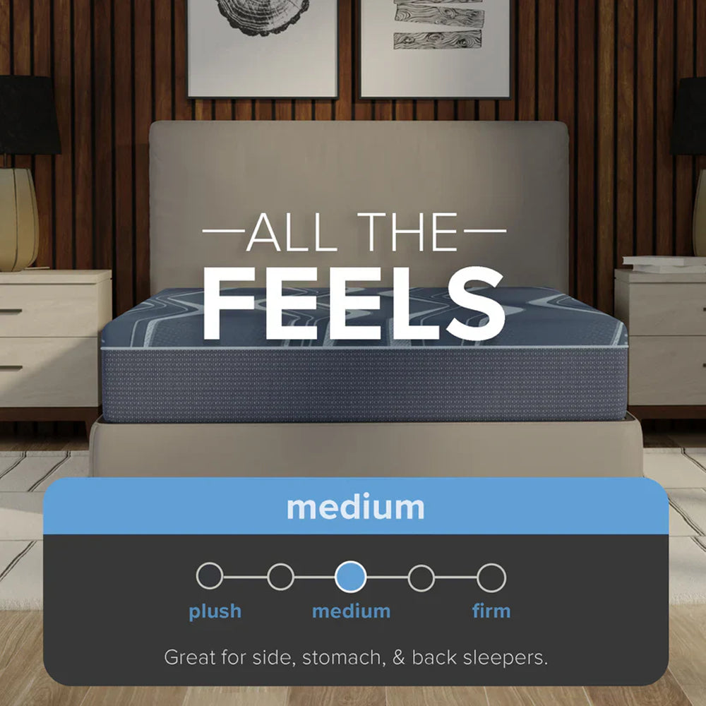 Mattress comfort scale for ActiveAlign showing a "Medium" firmness rating, recommended for side, stomach, and back sleepers.
