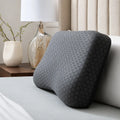 Close-up of Malouf HexCurve pillow featuring a cooling hexagonal pattern for temperature regulation.
