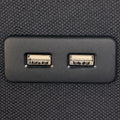 Close-up of the built-in dual USB charging ports on the side of the Customatic Dreamsense The Harmony adjustable bed.
