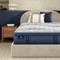 Luxurious Serta iComfortPRO Buckingham ultra plush pillow top mattress on a modern upholstered bed.
