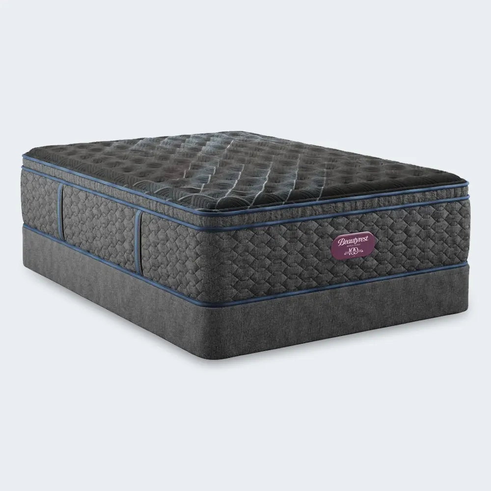 Simmons Beautyrest World Class 16.25" Firm Pillow Top Mattress and matching foundation set for long-lasting support.

