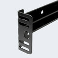 Universal headboard attachment brackets on a Malouf metal bed frame for secure and easy headboard mounting.
