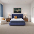 Serta Perfect Day 10 inch Plush Pillow Top Mattress styled in a contemporary bedroom for a restful night.
