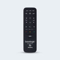 Wireless remote control for the baselogic™ Pearl Adjustable Base featuring dedicated buttons for lumbar, massage, and one-touch memory presets.
