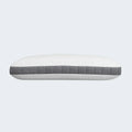 Side view of the South Bay memory foam pillow with a breathable grey mesh gusset for enhanced airflow.
