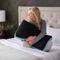 Plush Malouf Ice Cloud memory foam pillow with cooling Omniphase fabric providing all-night comfort.
