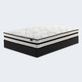 Chime Hybrid 10 inch medium mattress with a matching black foundation for sturdy support and longevity.
