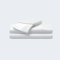 Stacked white BEDGEAR Hyper-Cotton sheet set, a breathable cotton blend for hot sleepers.
