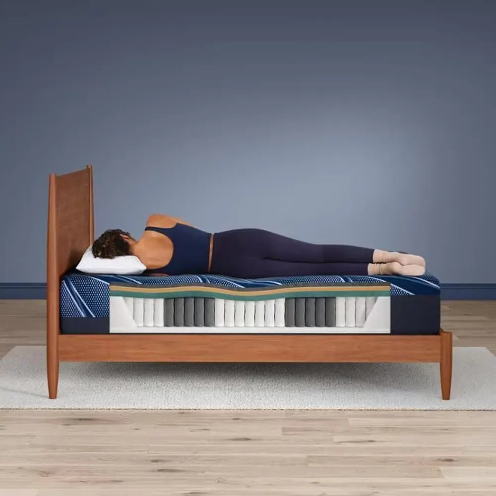 Cutaway view of Serta iSeries NXG 2500 Hybrid Plush mattress showing 5-zone coil support and foam.
