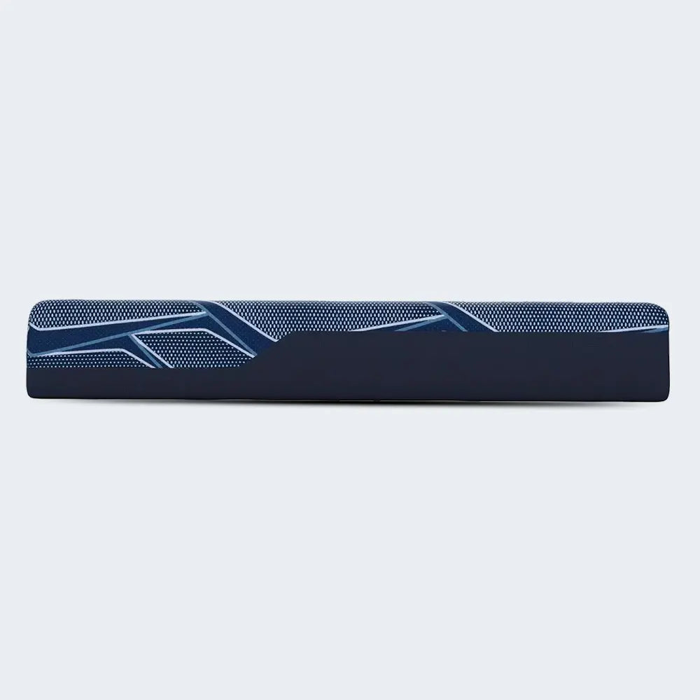 Side profile of the 12-inch Serta iSeries NXG 1500 memory foam mattress with navy blue border.
