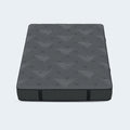 Isolated studio shot of the South Bay Allureluxe™ Bamboo Hybrid 10-inch mattress featuring a grey tufted top and dark textured borders.
