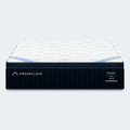 Frontal studio shot of the DreamCloud Premier 13" Medium-Firm Hybrid Mattress highlighting the premium luxury quilted finish and durable base construction.
