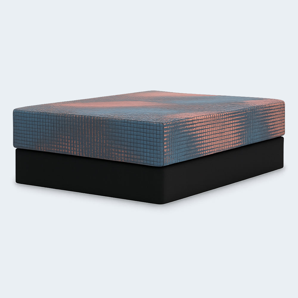 Perspective studio shot of the Ashley Furniture 13-inch firm hybrid mattress highlighting the thick comfort layers and durable charcoal side panels.
