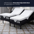 Venus Williams Legend Hybrid Mattress on adjustable bases, showing split king functionality in a bedroom setting.