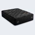 Detailed top angle of the Black Diamond Lux Quilted Hybrid mattress emphasizing its plush Euro top and textured cooling fabric.
