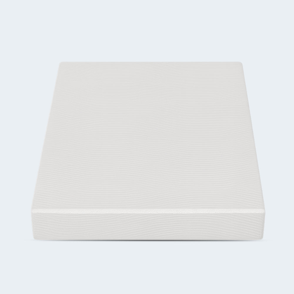 Front-on studio shot of the South Bay EcoCore Origin mattress showing its clean design and premium quilted fabric surface.
