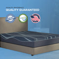 South Bay mattress quality certifications featuring a 10-year limited warranty, CertiPUR-US certified foam, and Assembled in the USA seal.
