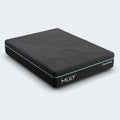 Angled view of the MLILY PowerCool luxury mattress designed with active cooling and pressure-relieving foam.
