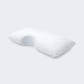 Malouf shoulder cutout pillow with a moisture-wicking white Tencel cover for a fresh and clean sleep surface.
