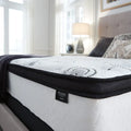 Close-up of Chime by Ashley Hybrid mattress edge showing high-quality stitching and lumbar support.
