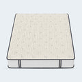 Top-down studio perspective of the Sofinity Hybrid Signature mattress highlighting the tufted quilted cooling cover.
