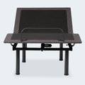 High-angle view of the Malouf E455 adjustable bed frame isolated on white, demonstrating the full range of ergonomic motion.
