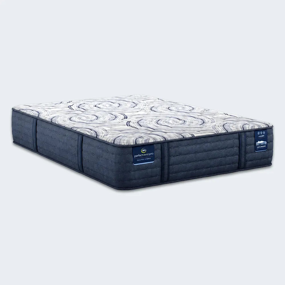 Angled side view of the Serta Perfect Sleeper Pro Hampton 12.5 Inch Latex Hybrid Extra Firm Mattress.
