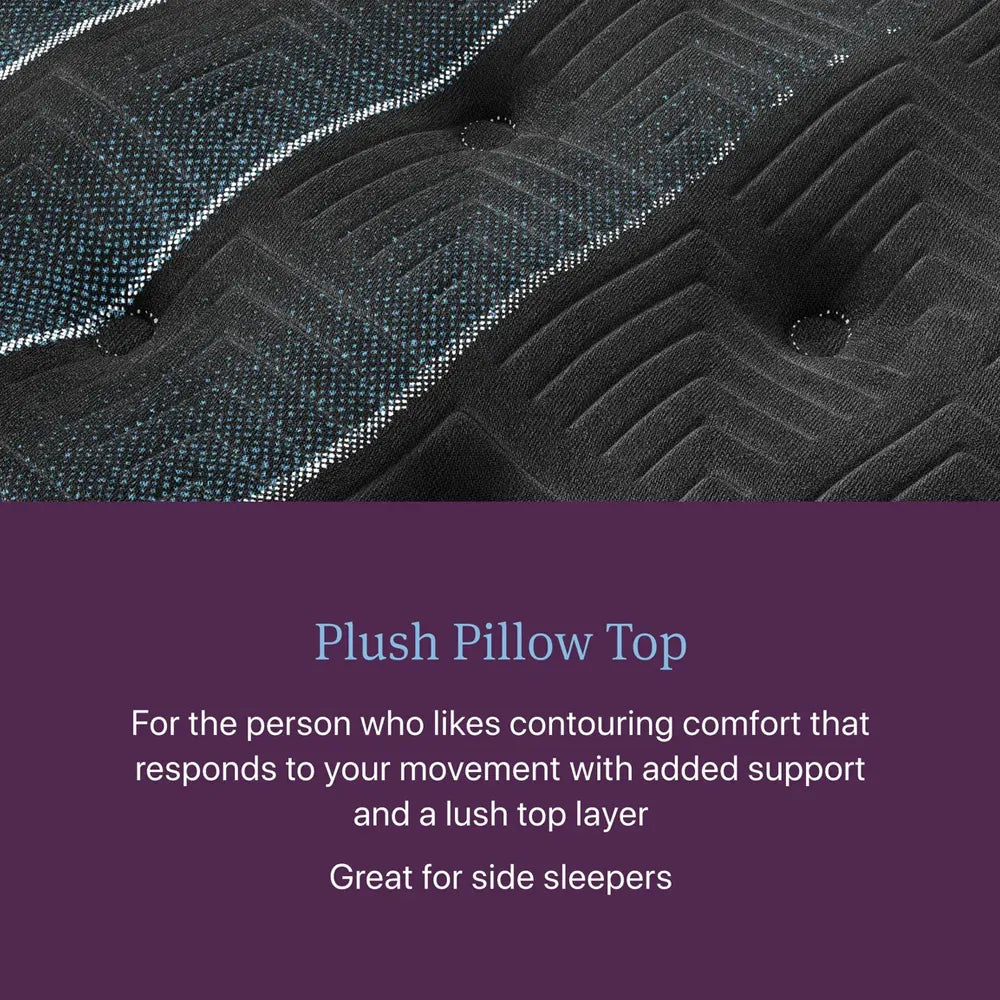 Close-up of Beautyrest Plush Pillow Top texture, designed for side sleeper comfort and targeted support.
